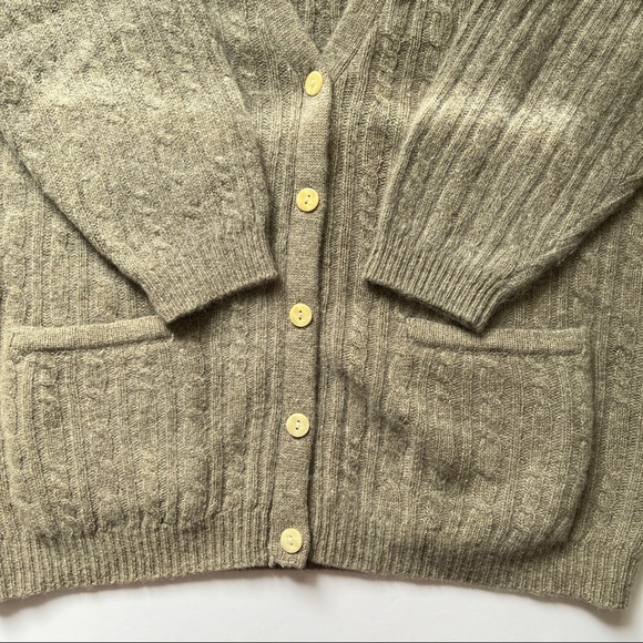 Liz Clairborne Soft Angora Wool Cardigan Cable Knit Button Long Sleeve Petite Sm - Picture 9 of 12